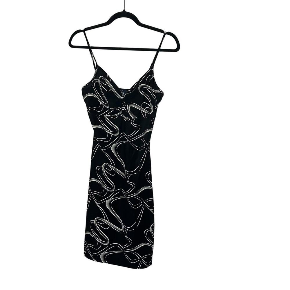 Vintage Black and white print Rag mini dress with spaghetti straps small